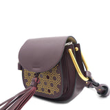 Calfskin Small Hudson Studded Shoulder Bag Burgundy
