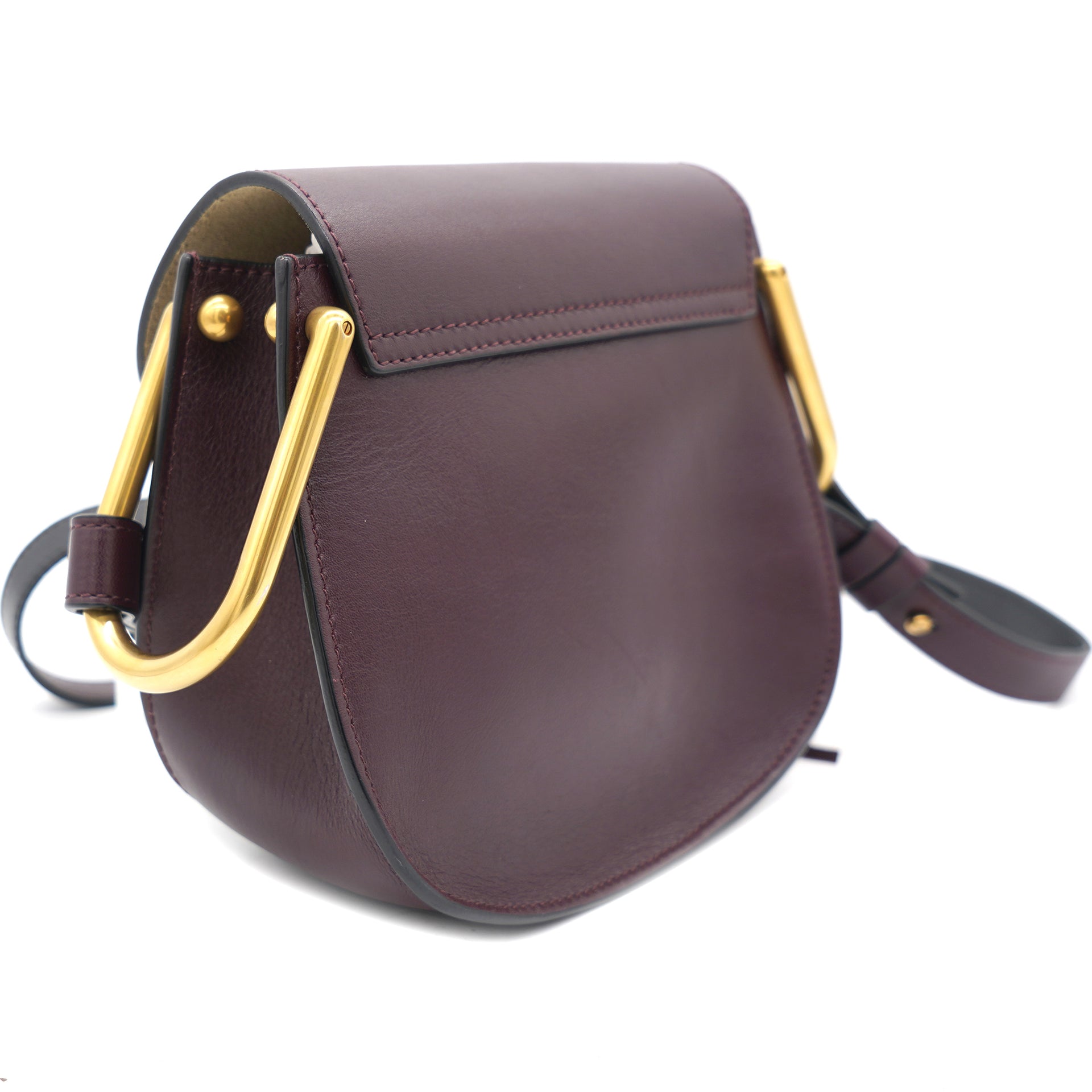 Calfskin Small Hudson Studded Shoulder Bag Burgundy