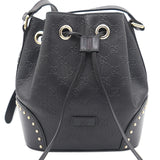 Hilary Lux GG Monogram Embossed Studded Small Bucket Bag Black