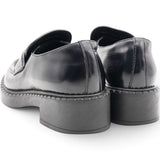 Spazzolato Metal Triangle Logo Loafers Black Size36