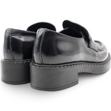 Spazzolato Metal Triangle Logo Loafers Black Size36
