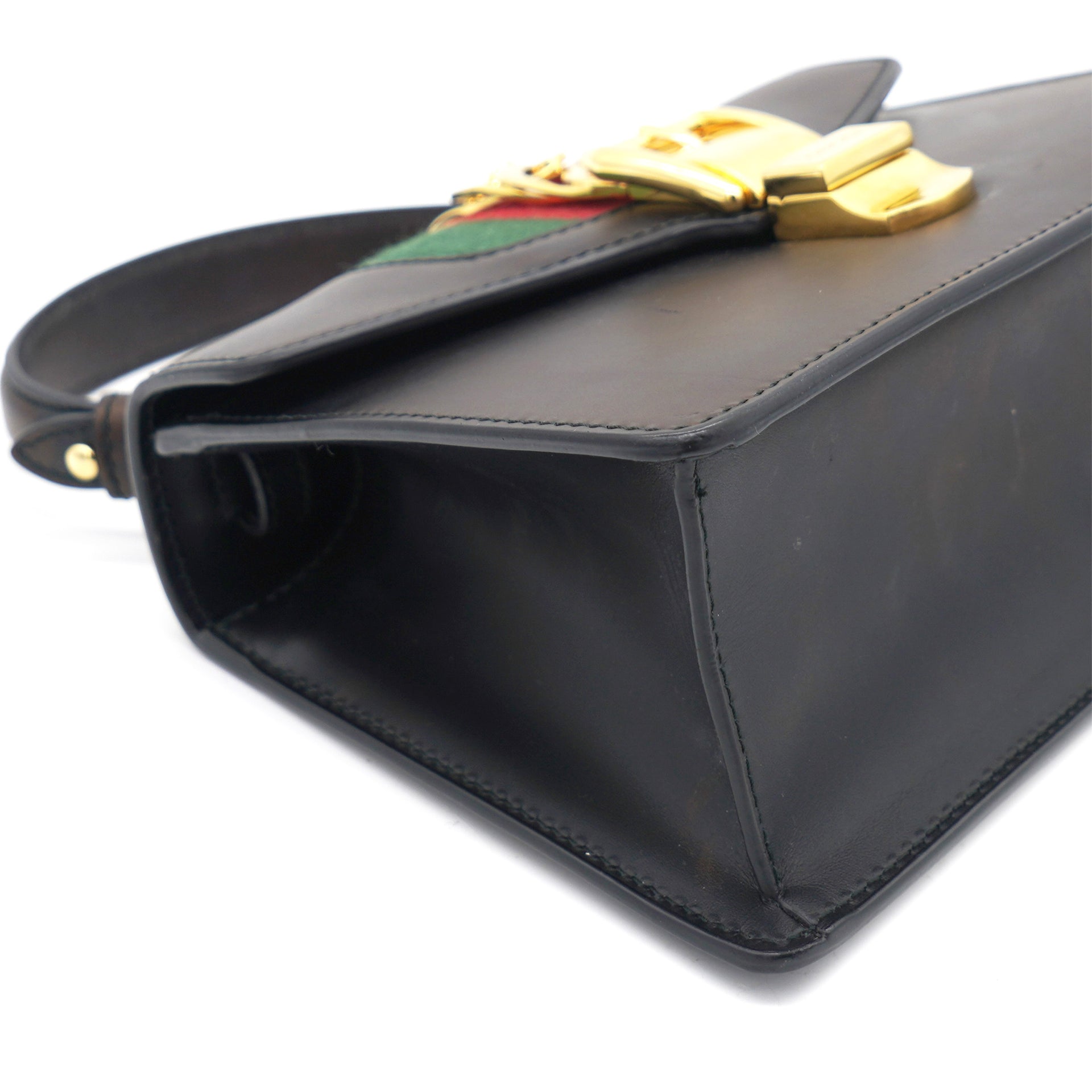 Calfskin Leather Mini Web Chain Sylvie Top Handle bag