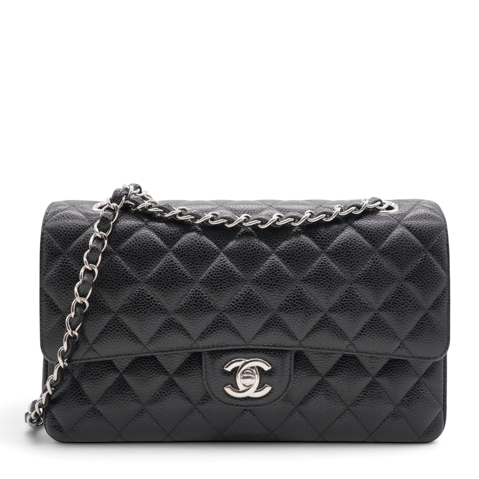 Caviar Quilted Double Flap Black