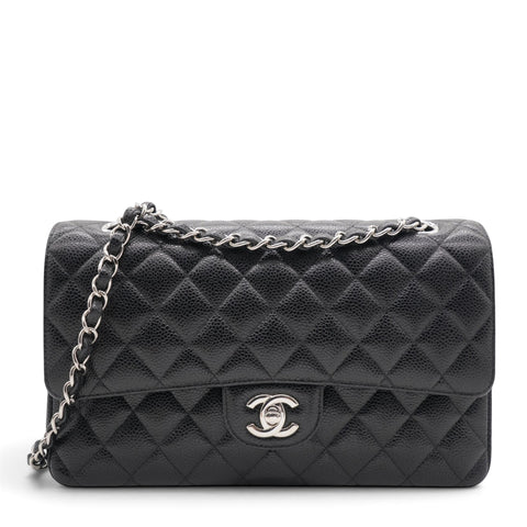 Caviar Quilted Double Flap Black