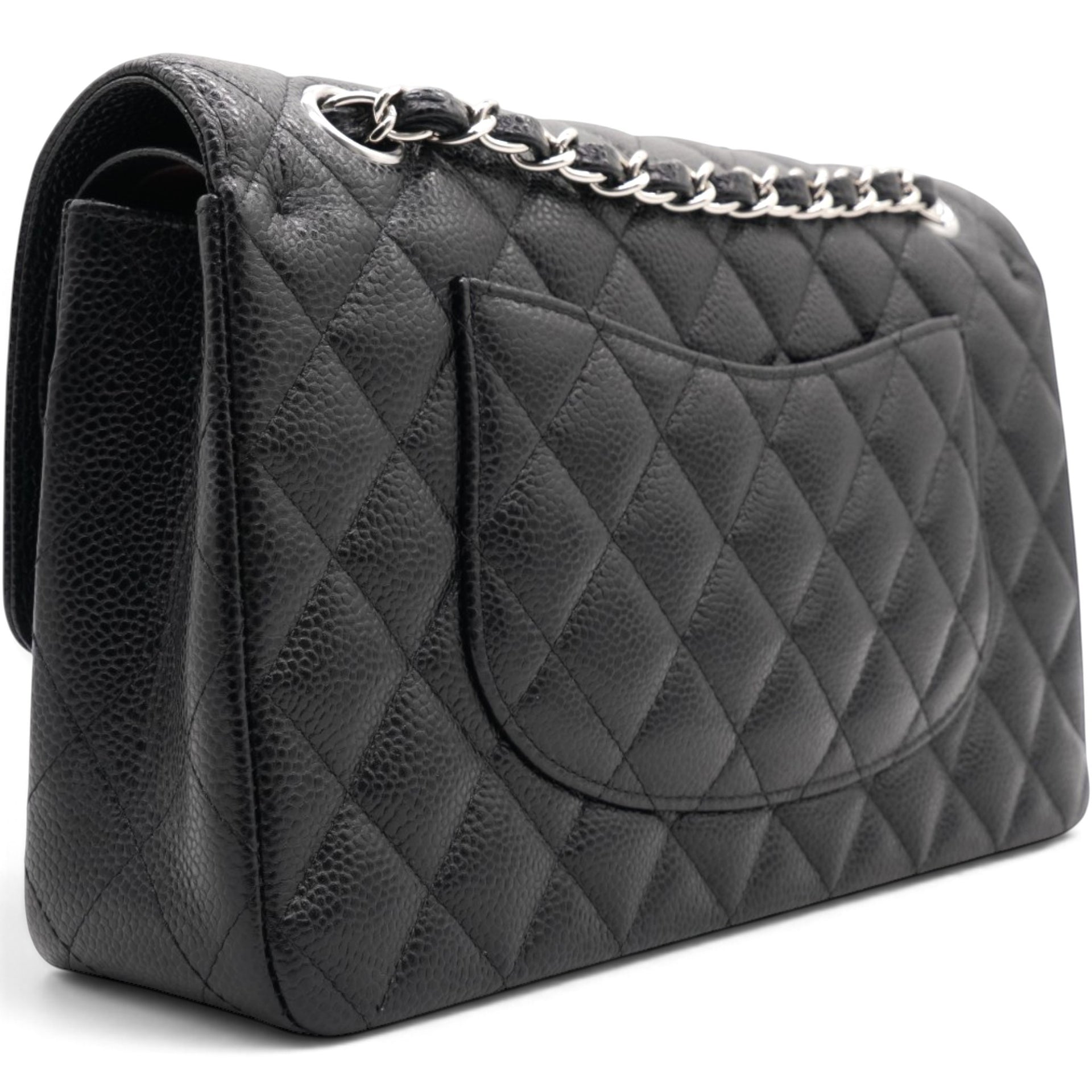 Caviar Quilted Double Flap Black