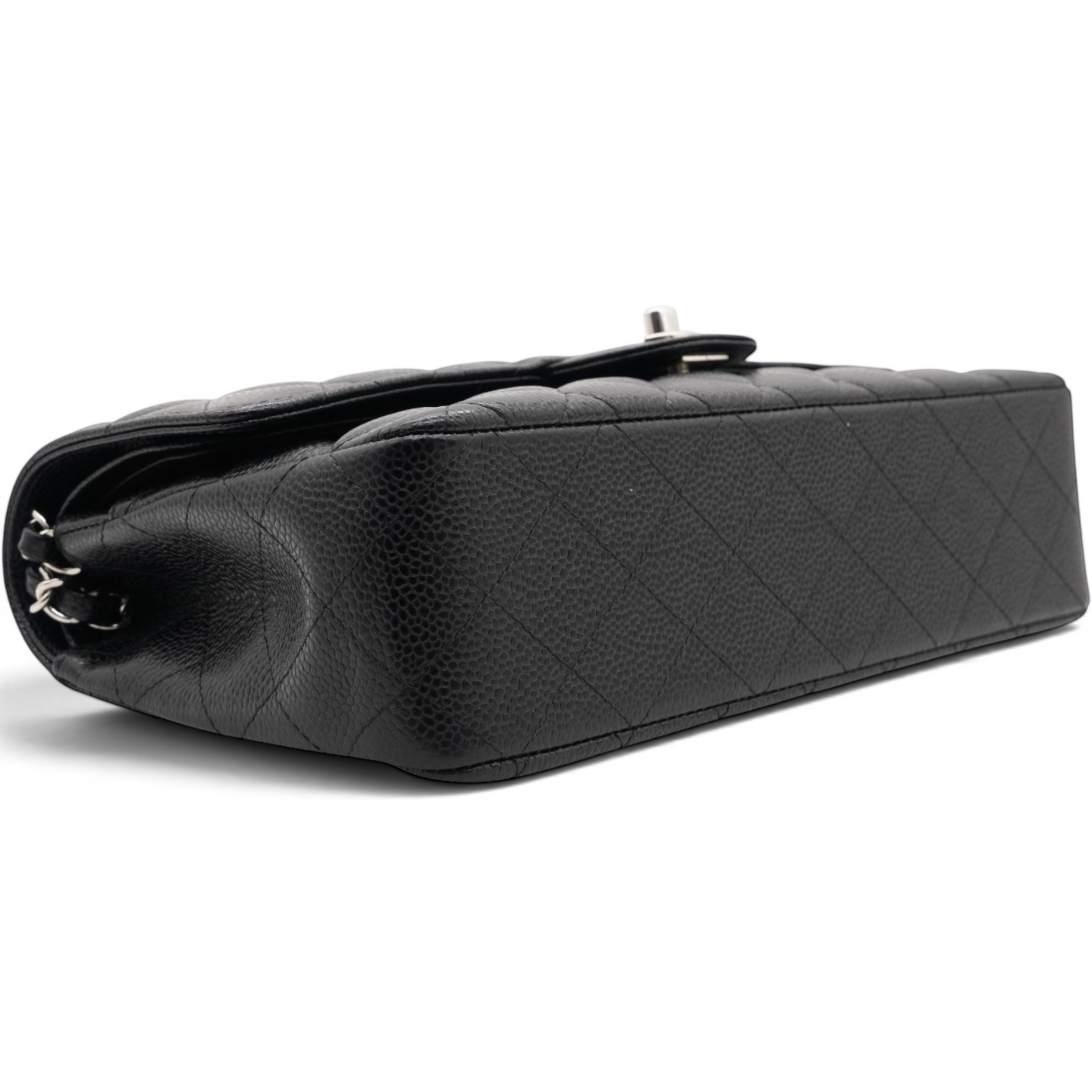 Caviar Quilted Double Flap Black