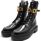 Vitello Abrasivato Fendigraphy 50mm Biker Boots Black Size39