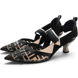 Fendi Black/Grey Leather And PVC Colibri Slingback Pumps Size39