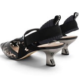 Fendi Black/Grey Leather And PVC Colibri Slingback Pumps Size39