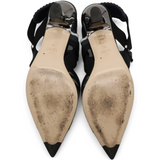 Fendi Black/Grey Leather And PVC Colibri Slingback Pumps Size39