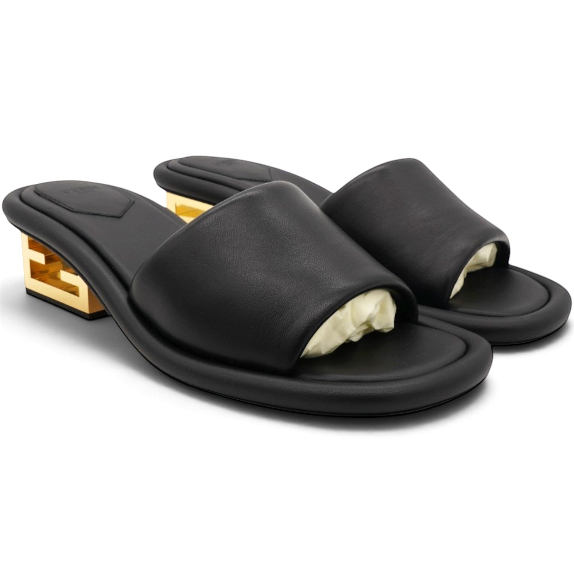 Nappa Baguette 60mm Slide Sandals Black Size39