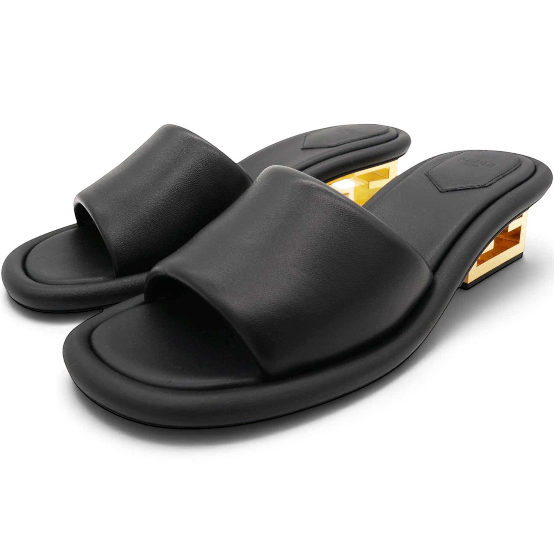 Nappa Baguette 60mm Slide Sandals Black Size39