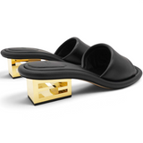 Nappa Baguette 60mm Slide Sandals Black Size39