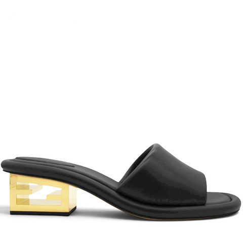 Nappa Baguette 60mm Slide Sandals Black Size39