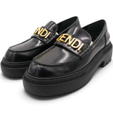 Vitello Abrasivato Fendigraphy 50mm Loafers Black Size39