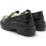 Vitello Abrasivato Fendigraphy 50mm Loafers Black Size39