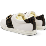 White/Brown Leather FF Low Top Sneakers Size39