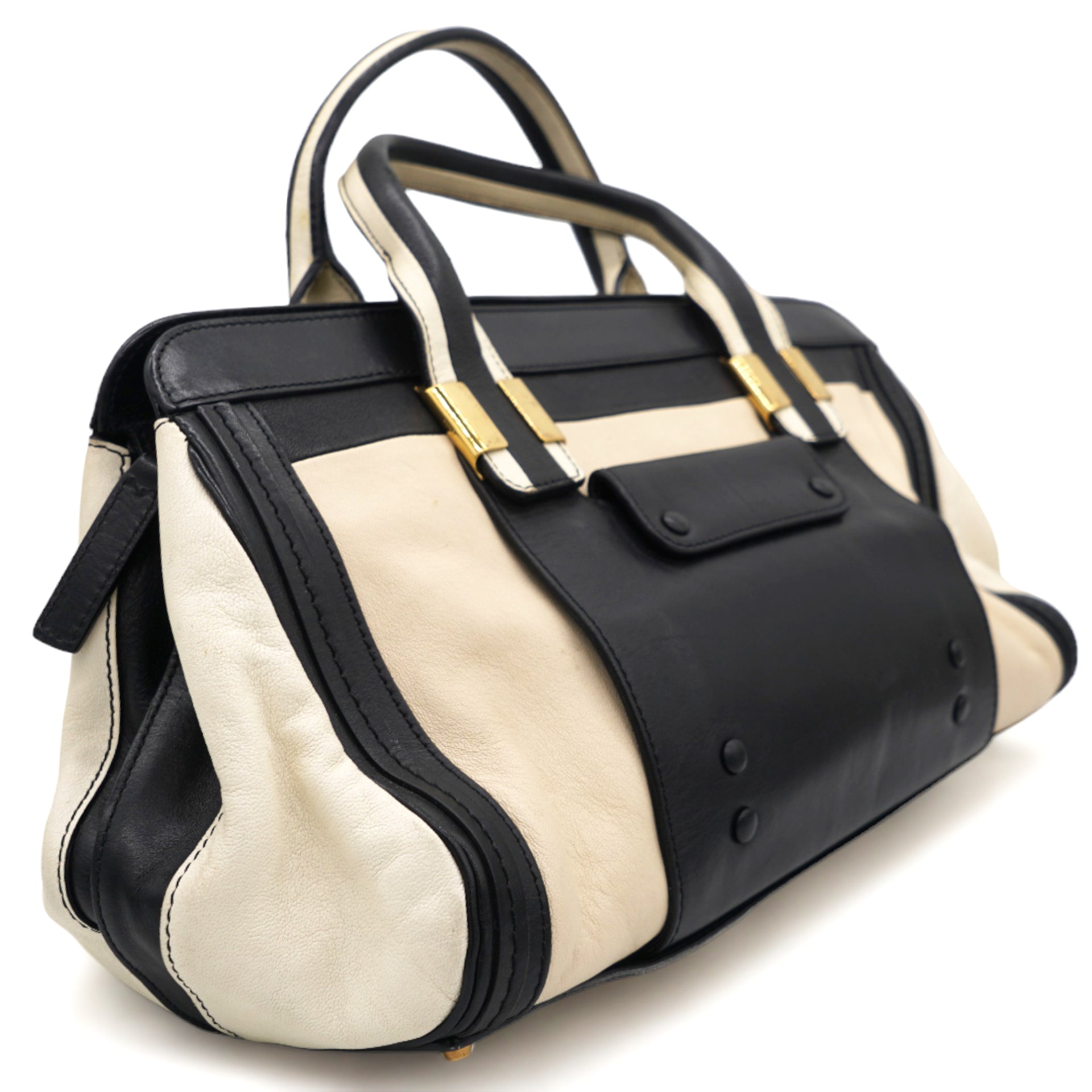 Alice Black and White Top Handle Bag