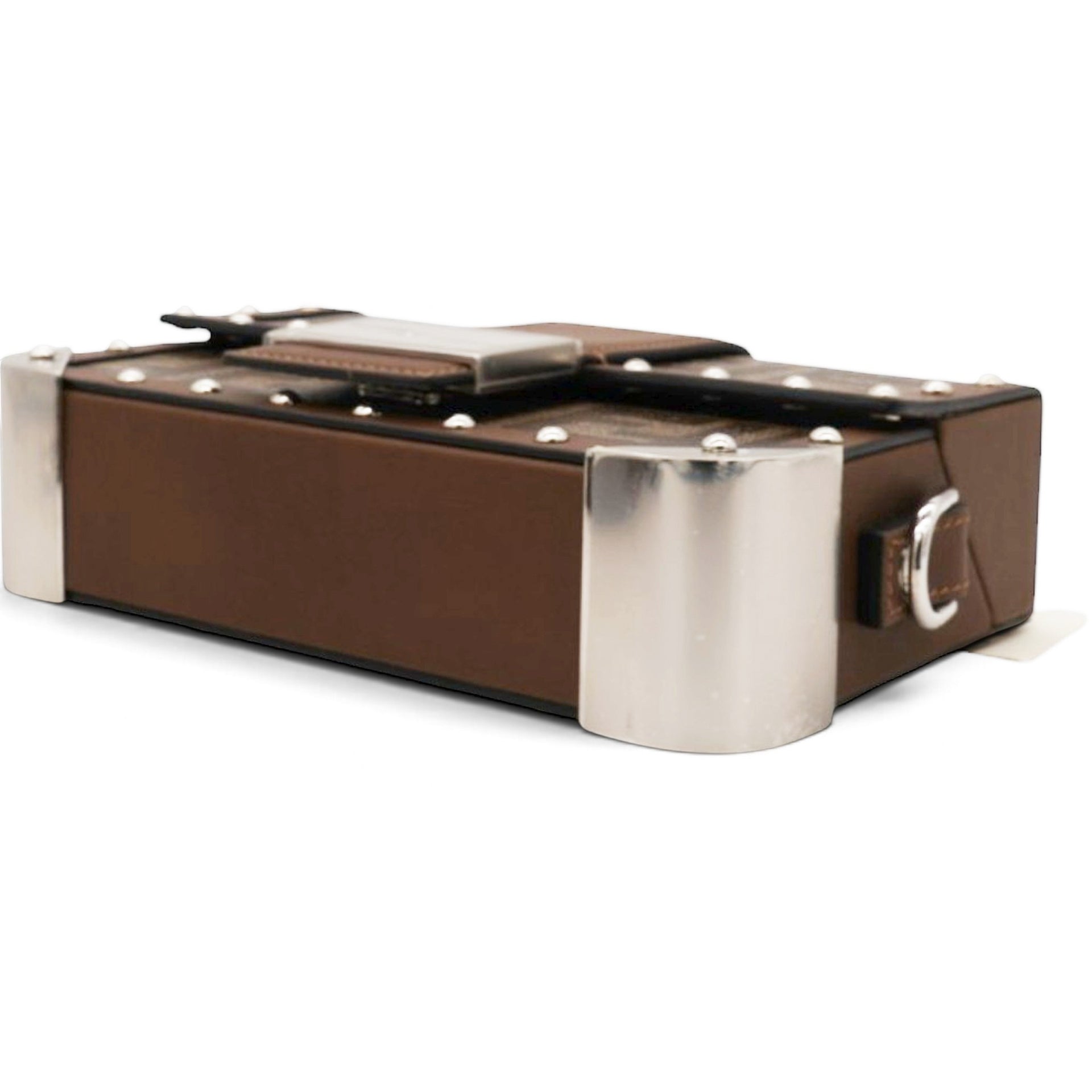 Shiny Glazed Fabric Vachetta FF 1974 Baguette Trunk Mogano Panna Cuoio