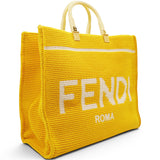 Crochet Vitello King Logo Plexiglass Fendi Sunshine Shopper Tote Mimosa Panna