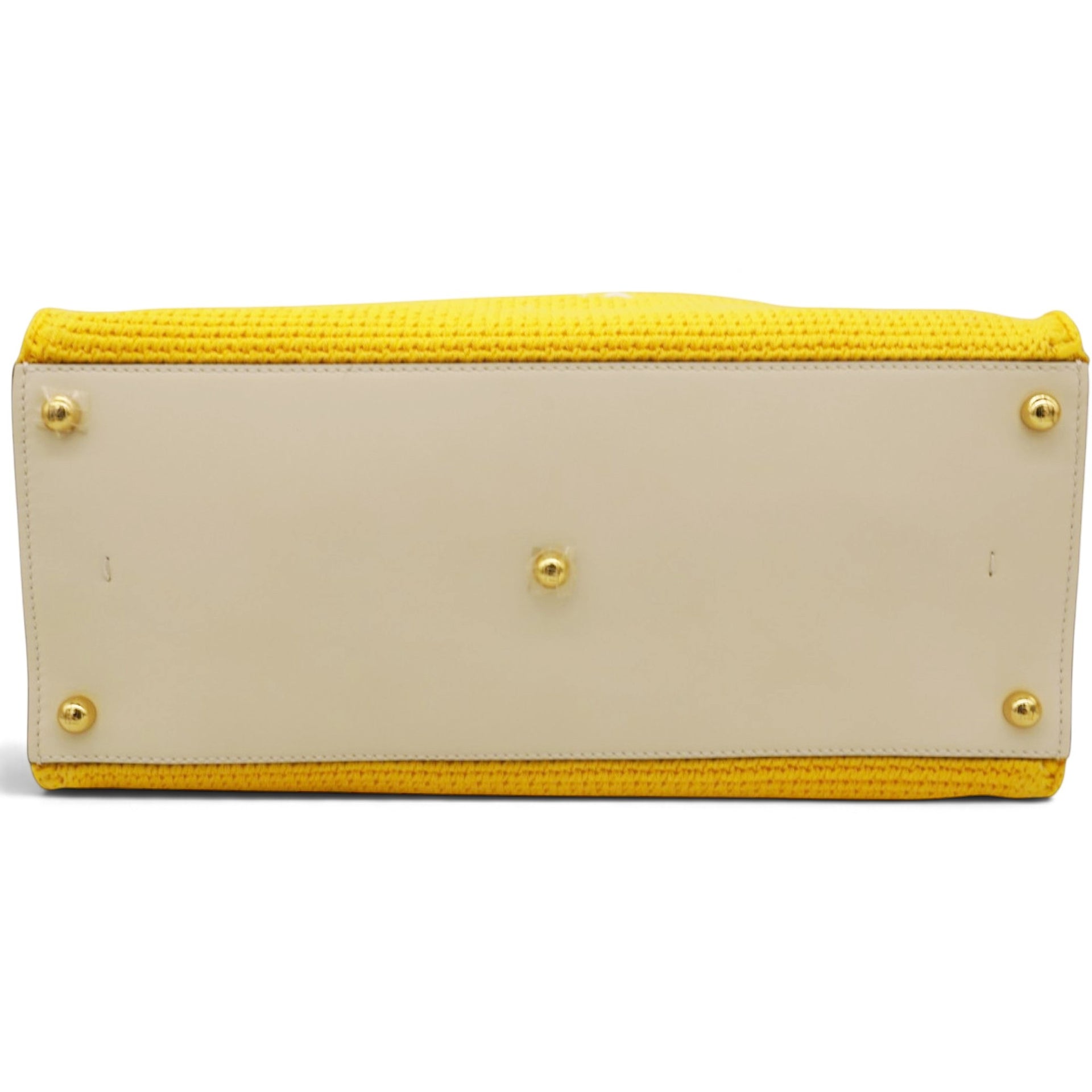 Crochet Vitello King Logo Plexiglass Fendi Sunshine Shopper Tote Mimosa Panna