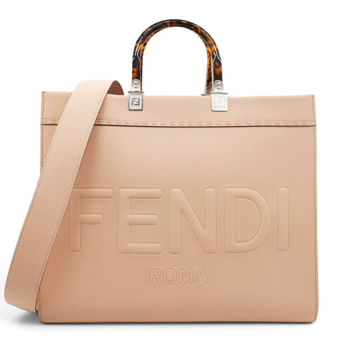 Vitello Cher Logo Debossed Fendi Sunshine Shopper Tote Light Rose