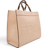 Vitello Cher Logo Debossed Fendi Sunshine Shopper Tote Light Rose