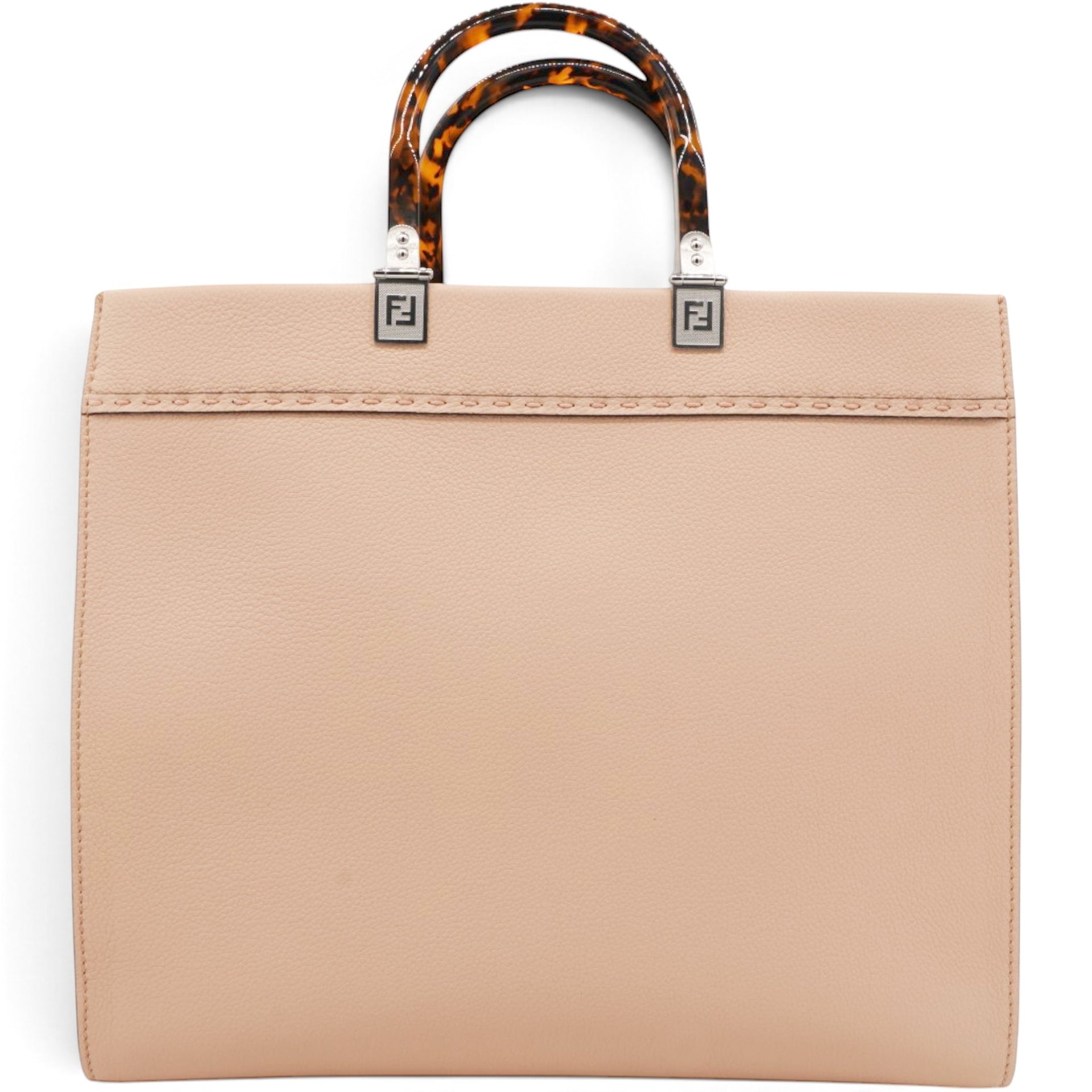 Vitello Cher Logo Debossed Fendi Sunshine Shopper Tote Light Rose