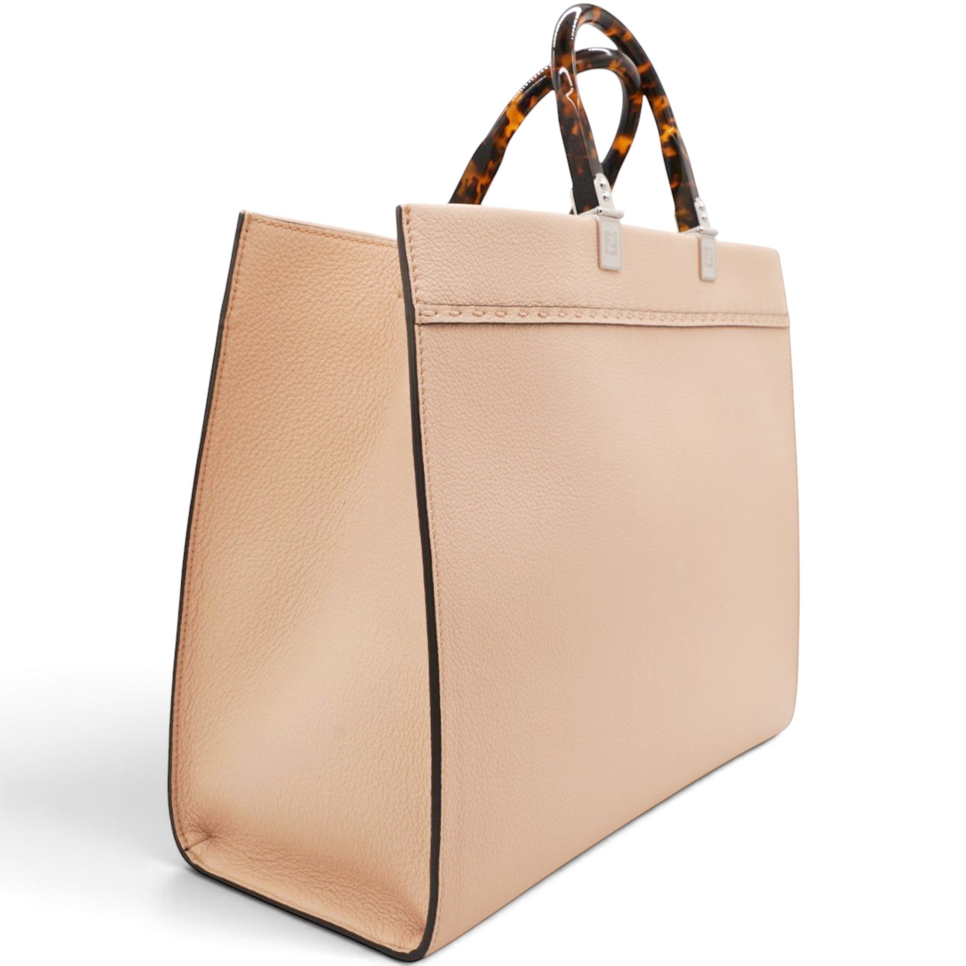 Vitello Cher Logo Debossed Fendi Sunshine Shopper Tote Light Rose