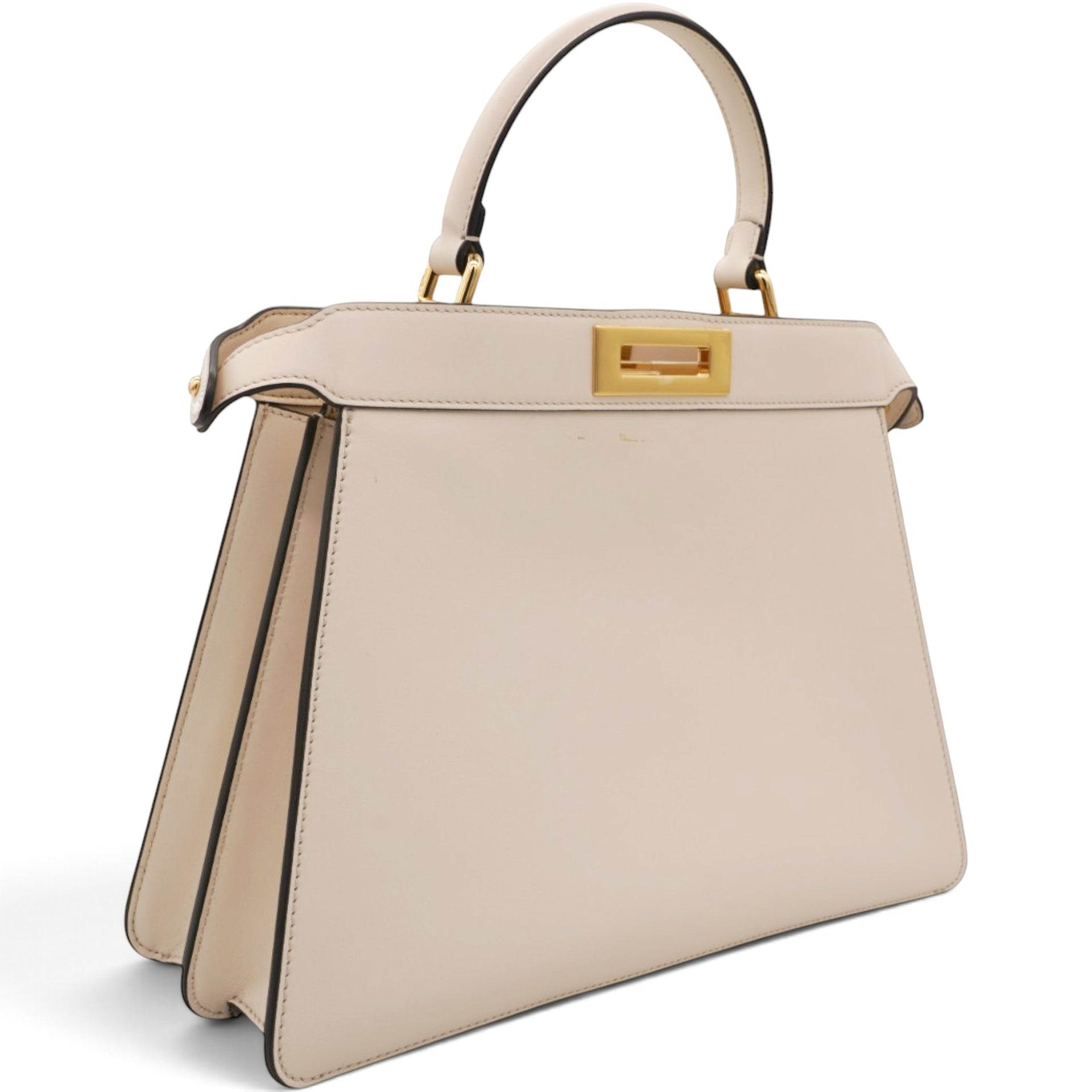 Vitello Seta Shiny Nappa Floral Embroidered Petite Peekaboo I SEE U Satchel Camelia White Ice