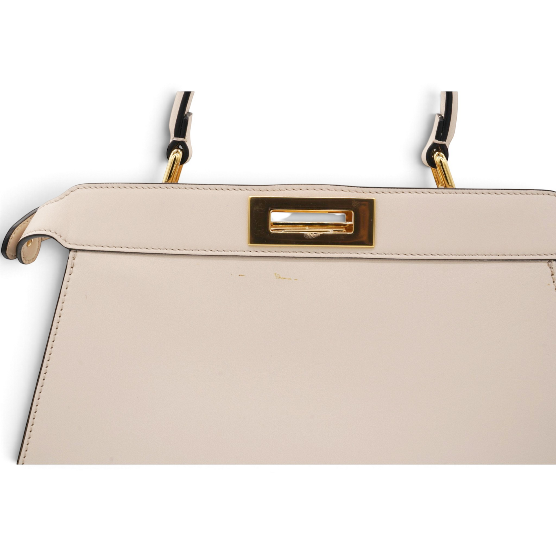 Vitello Seta Shiny Nappa Floral Embroidered Petite Peekaboo I SEE U Satchel Camelia White Ice