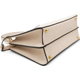 Vitello Seta Shiny Nappa Floral Embroidered Petite Peekaboo I SEE U Satchel Camelia White Ice
