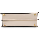 Vitello Seta Shiny Nappa Floral Embroidered Petite Peekaboo I SEE U Satchel Camelia White Ice