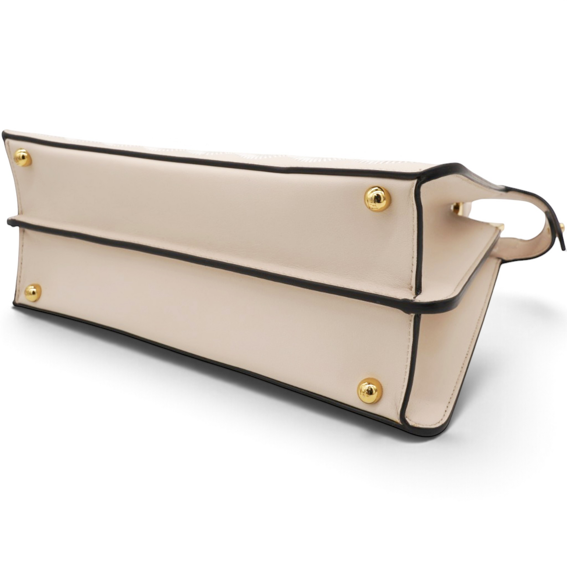 Vitello Seta Shiny Nappa Floral Embroidered Petite Peekaboo I SEE U Satchel Camelia White Ice