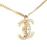 CC Logo Crystal and Pearl Gold Statement Necklace
