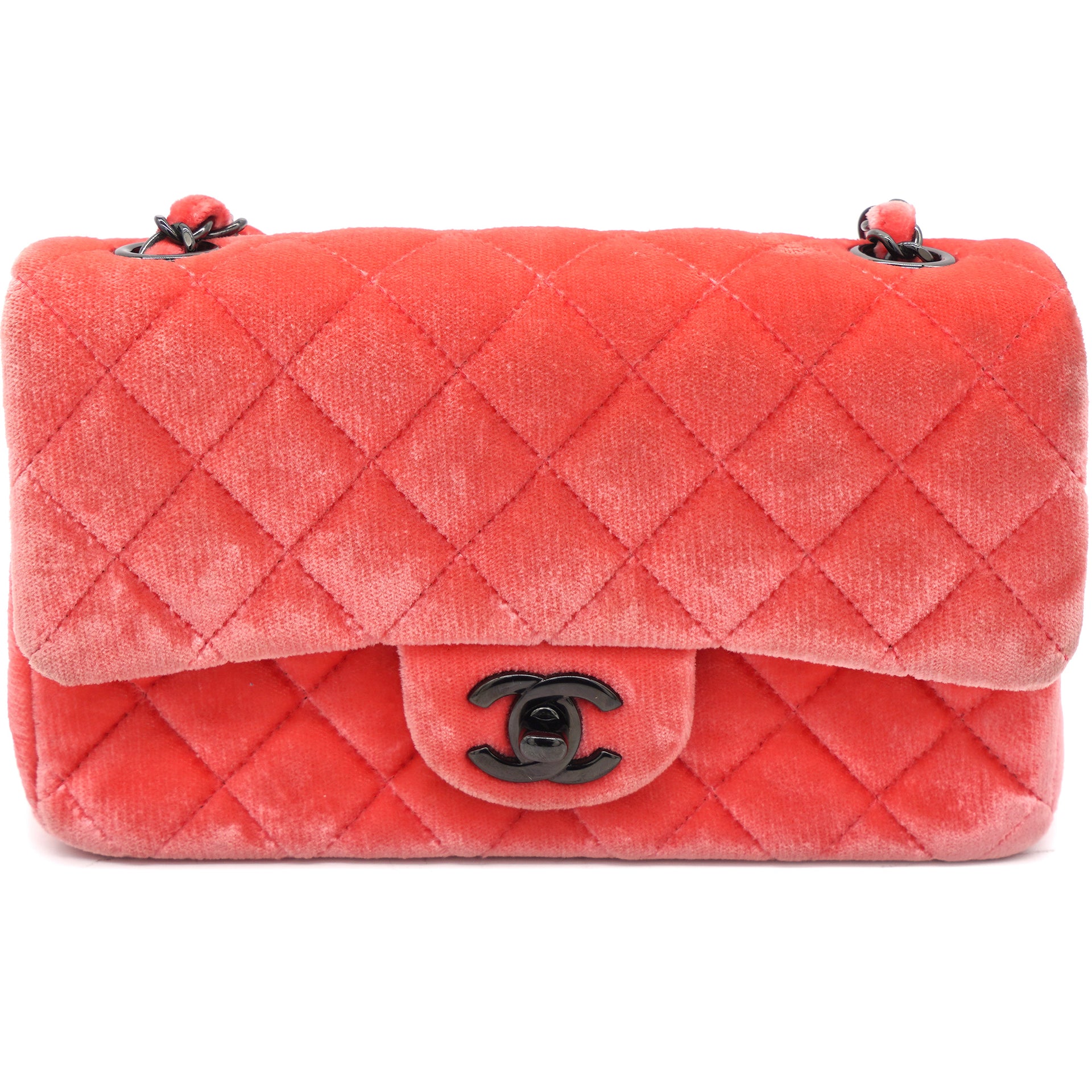 Chanel Velvet Quilted Mini Rectangular Flap Peachy Pink – STYLISHTOP