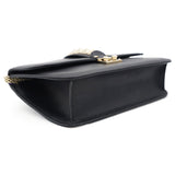 Black Leather Medium Rockstud Glam Lock Flap Bag