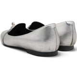Metallic Silver Leather Pegase Mini Kelly Buckle Ballet Flats Size37