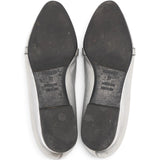 Metallic Silver Leather Pegase Mini Kelly Buckle Ballet Flats Size37