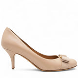 Nude Pink Leather Vara Bow Pumps Size38/7