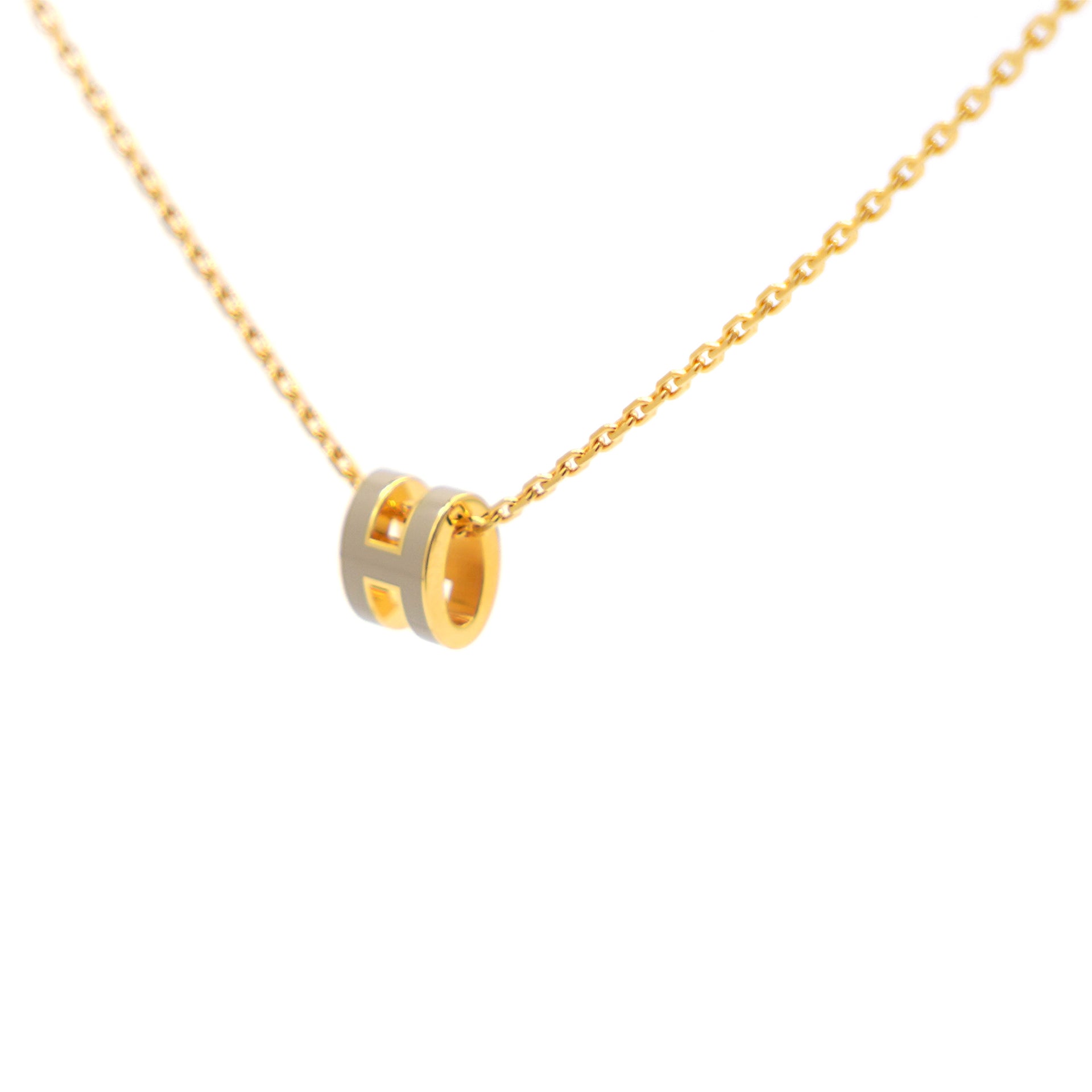 Pop H Mini Marron Glace Lacquer Yellow Gold-Plated Pendant