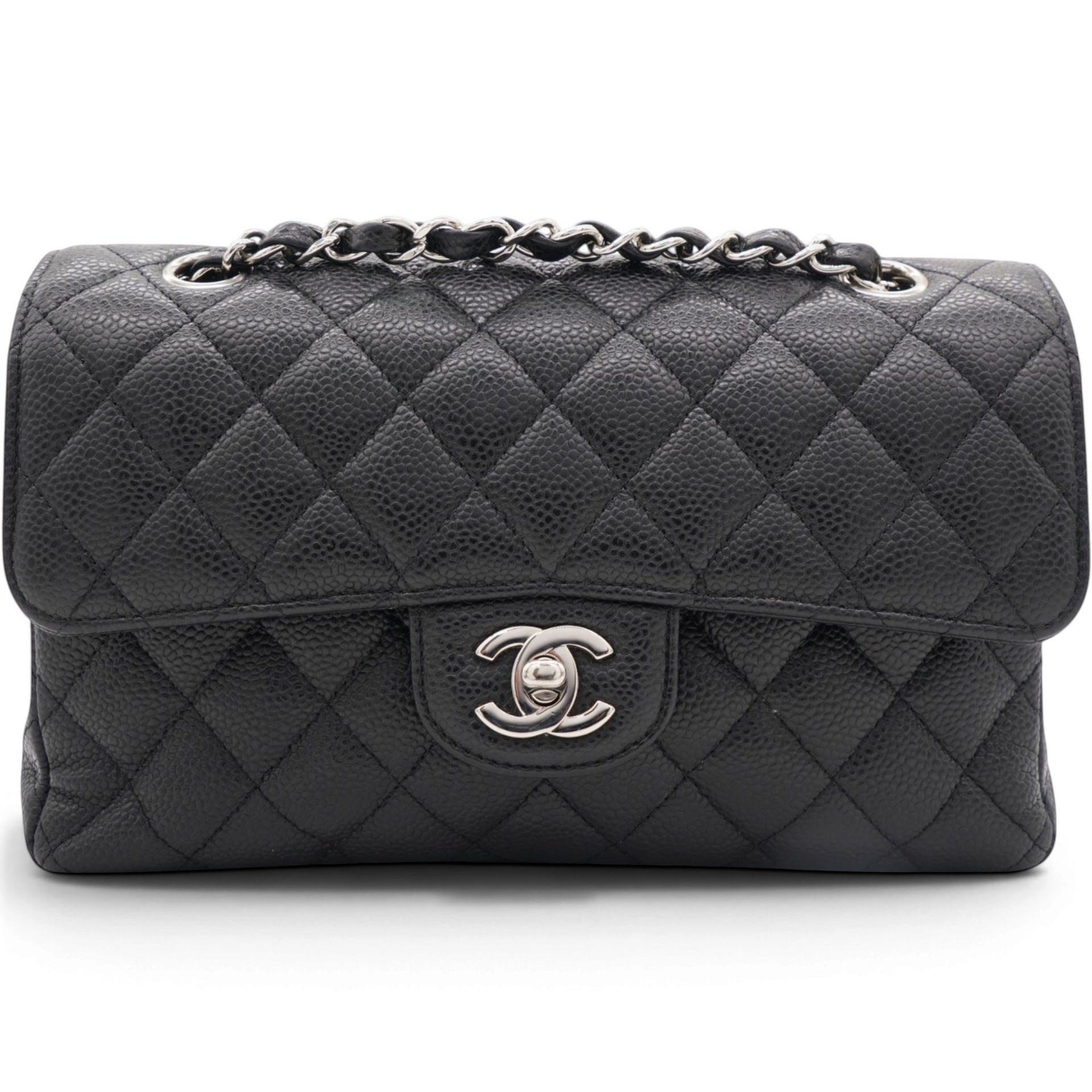 Caviar Quilted Small Double Flap Black