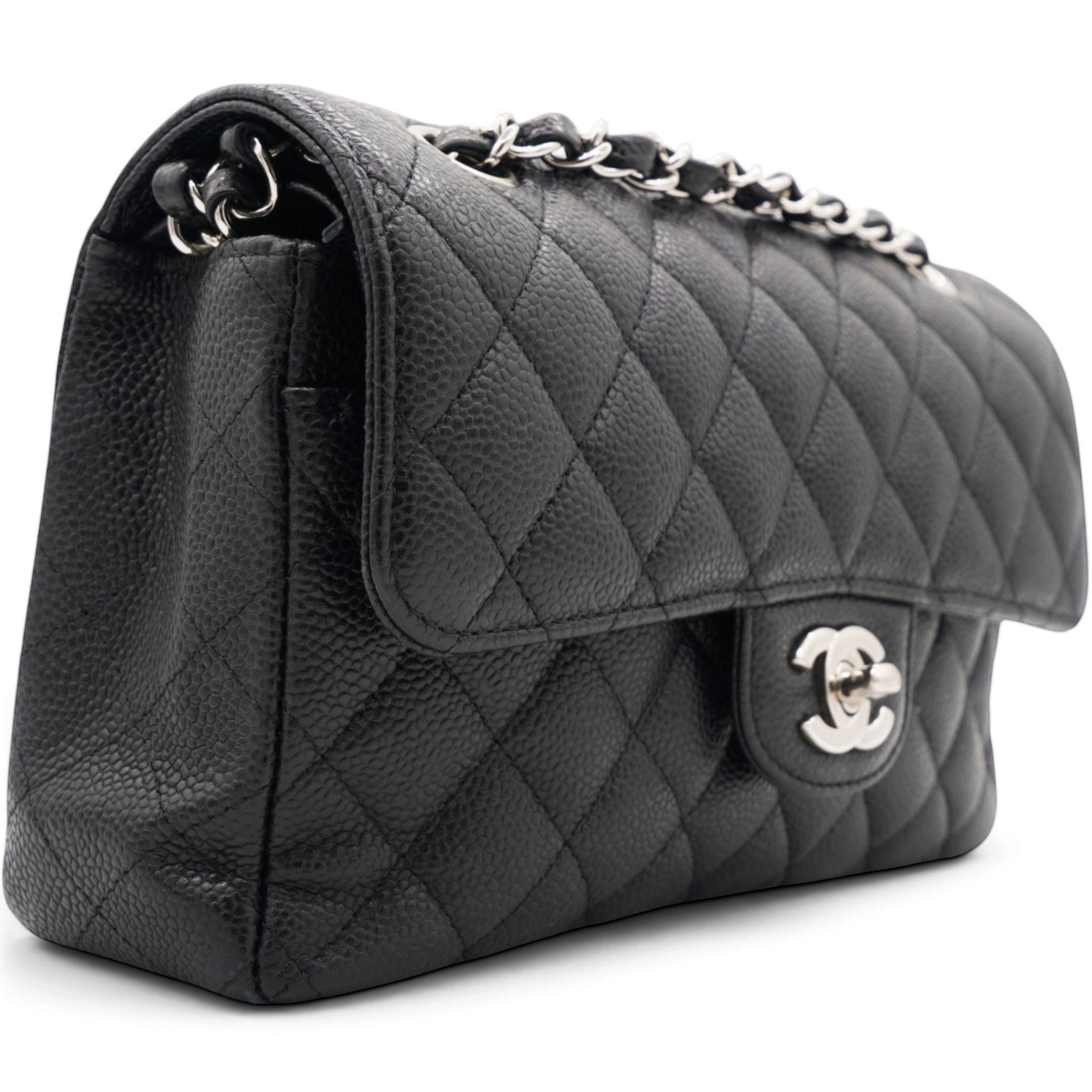 Caviar Quilted Small Double Flap Black
