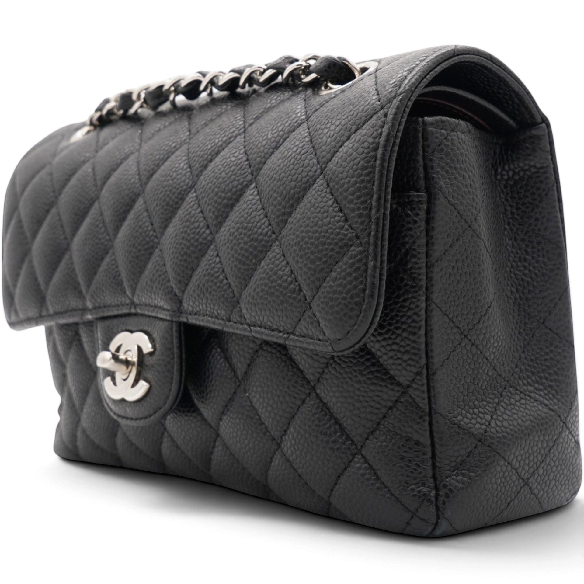 Caviar Quilted Small Double Flap Black