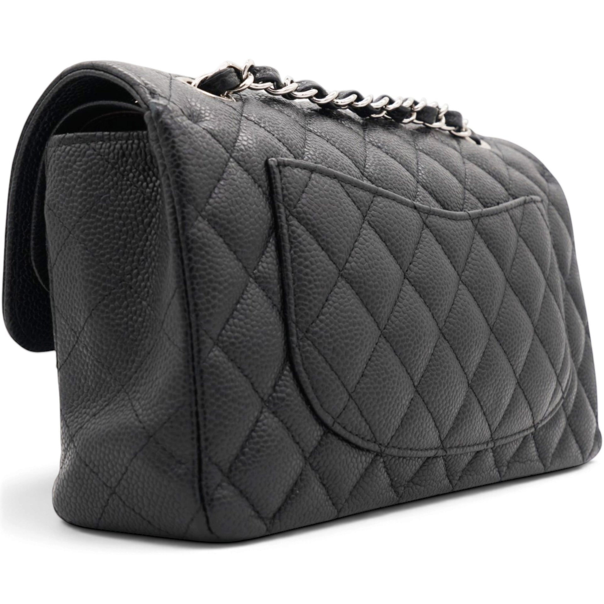 Caviar Quilted Small Double Flap Black