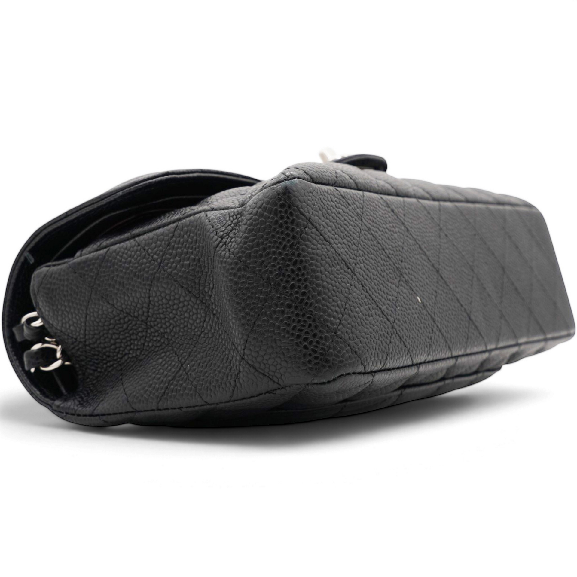 Caviar Quilted Small Double Flap Black