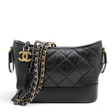 Aged Calfskin Quilted Small Gabrielle Hobo Black