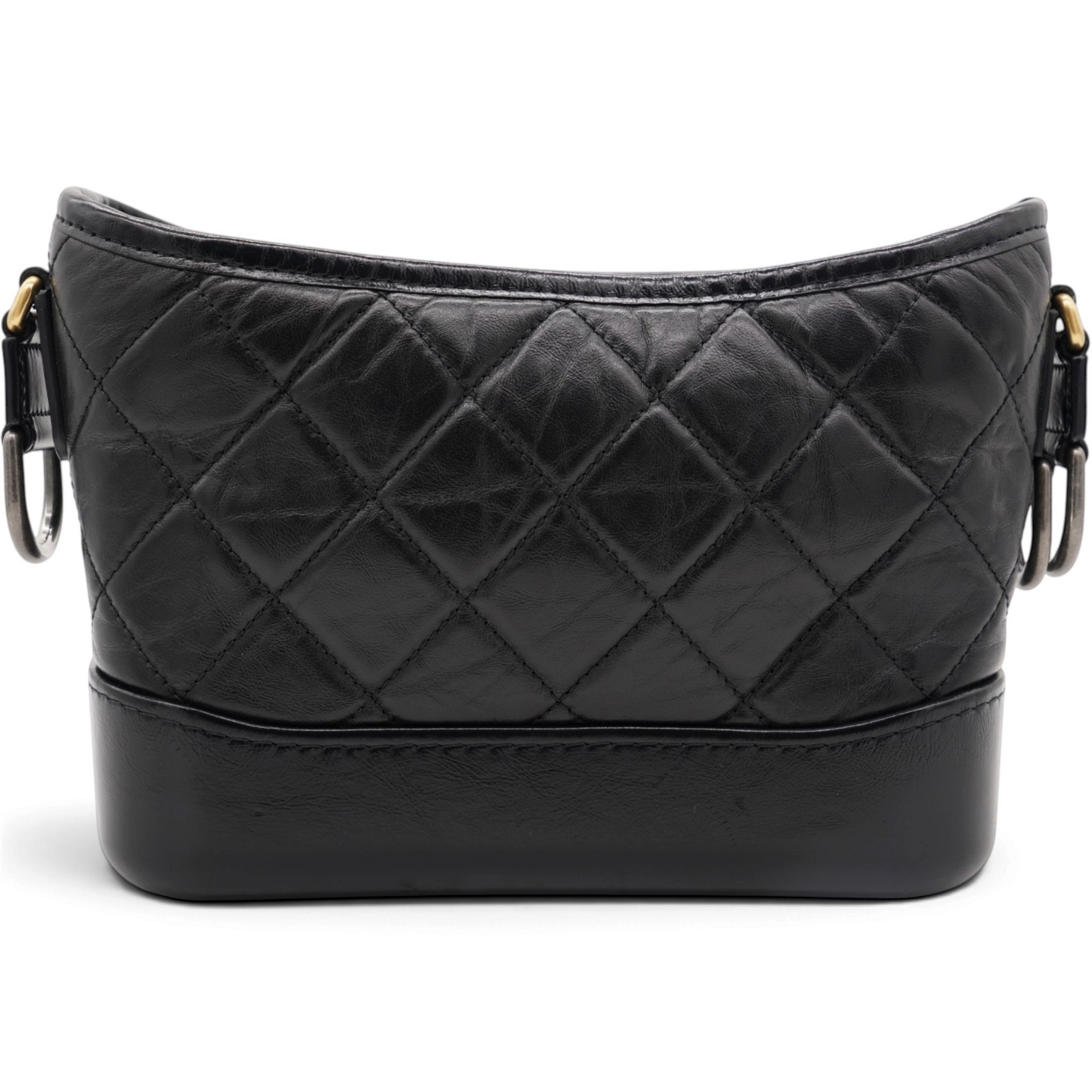 Aged Calfskin Quilted Small Gabrielle Hobo Black