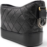 Aged Calfskin Quilted Small Gabrielle Hobo Black