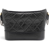 Aged Calfskin Quilted Small Gabrielle Hobo Black